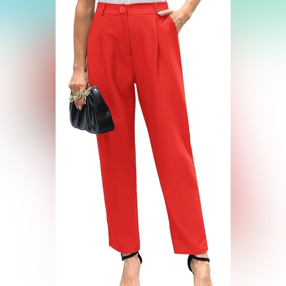 Grace Karin Vibrant Red Women's Trousers - Picture 1 of 12